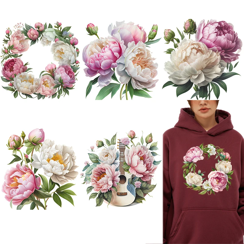 Plant Parent Hoodie - Roze en witte pioenroos bloemen DTF